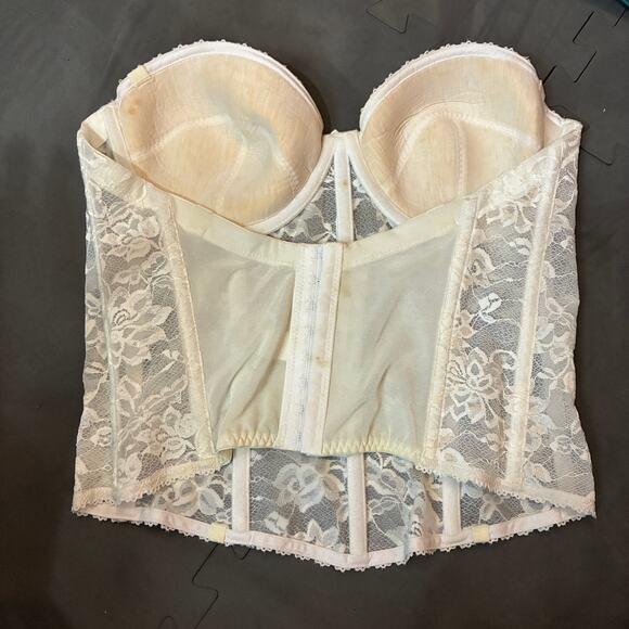 Women lace bustier top medium white Boned Corset steampunk coquette fairy goth - Picture 3 of 8
